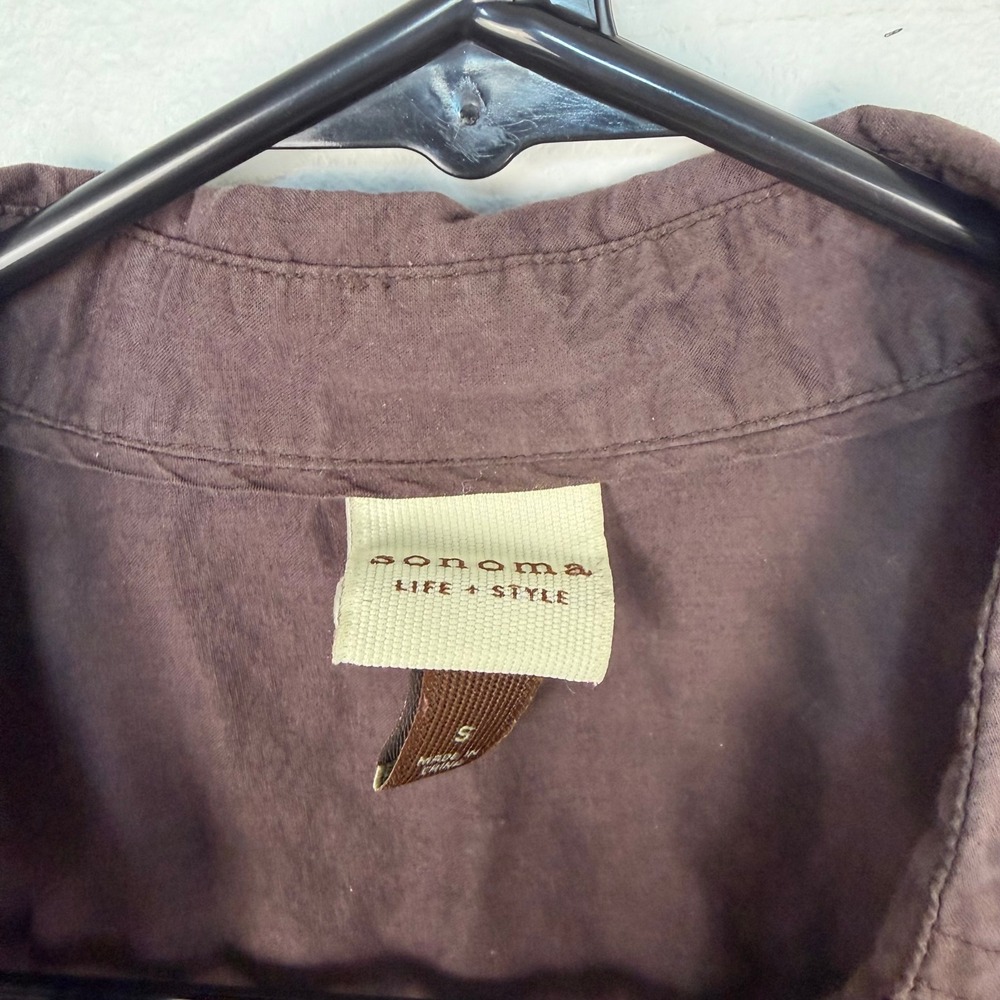 Sonoma Brown Collared Button Down Fitted T-Shirt … - image 2